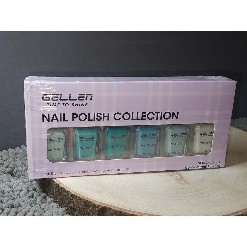 Gellen Time To Shine Nail Polish Collection~TEAL Gloss Effect 10ml, 6 pack